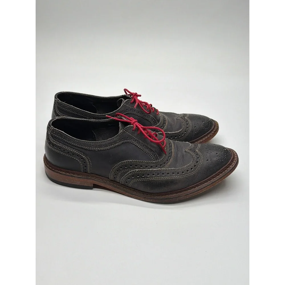 Mens Black Leather Wingtip Oxfords‎ Allen Edmonds Neumok size 9 Contrast Stitch